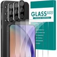 thumbnail image 1 of [3+3 Pack] Glass Screen Protector for Samsung Galaxy A54 with Camera Lens Protector, 3D Curved, 6.4 inch 2023 9H Tempered Glass for Galaxy A54 Glass Screen Protector, 1 of 6