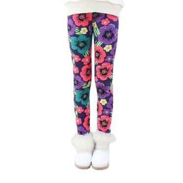 POINTERTECK Warm Girls Leggings Fleece Lined Winter Thick Printing Kids Pants