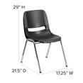 thumbnail image 2 of HERCULES Series 661 lb. Capacity Black Ergonomic Shell Stack Chair with Chrome Frame and 16'' Seat Height, 2 of 9