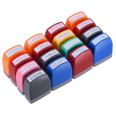 Unique Bargains Ensemble de Timbres de Bureau à Encrage Automatique, Lot de 16 Timbres à Message Pré-Encrassés, Timbre d'Affaires Rechargeable, Timbre en Caoutchouc
