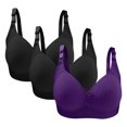 thumbnail image 1 of Birdeem Bras for Women 3Pc Womans Large Size Solid Color without Steel Ring Gathering Comfortable Bras Daily Bra, 1 of 1