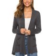thumbnail image 3 of Wangsaura Women Simple Style Cardigan, Solid Color Long Sleeve Knitwear, 3 of 6