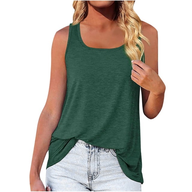 AherBiu Flowy Tank Tops for Women Loose Fitting Summer Shirts Square Neck Sleeveless Basic Camis Tops