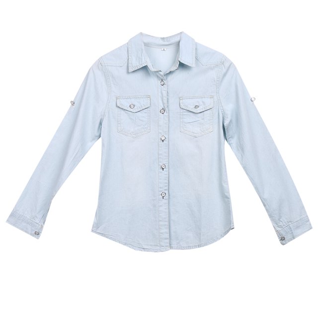 Chemisier en Denim pour Femmes, Printemps, Manches Longues, Coupe Ample Ajustée, Chemise, Hauts pour Femme