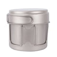 thumbnail image 4 of Ultralight Titanium Cookset Outdoor Camping Cookware Set 1100ml Pot and 350ml Fry Pan with Folding Handles, 4 of 7