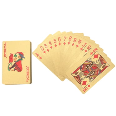 Gold Deck of Cards, Gold Playing Cards, Gold Waterproof Playing Cards, Poker Cards, Deck of Waterproof Cards, Washable Flexible, Use for Party and Game