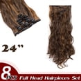 thumbnail image 2 of Extensions de Cheveux Synthétiques à Clip Pleine Tête 8 Pcs 18 Clips Postiche Long Bouclé Lisse, 2 of 5