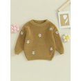 thumbnail image 2 of FOCUSNORM Chandail d'Automne pour Tout-Petite Fille Bébé, Motif Jacquard de Fleurs Manches Longues Col Rond Tricot, 2 of 9
