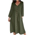 thumbnail image 2 of Gspmoly Robe pour Femmes, Robe Décontractée pour Femmes à Col en V Uni à Manches Longues avec Boutons, Longueur Genou, Robes de Vacances pour Femmes jusqu'à 60 % de Rabais, 2 of 6