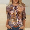 thumbnail image 2 of Pompotops T-shirt Imprimé Loose Mode Femme Manches 3/4 Blouse Col Rond Tops Décontractés Dégagement, 2 of 4