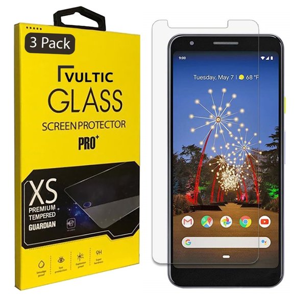 Vultic [3 Pack] Protecteur d'Écran pour Google Pixel 3a [Compatible avec Étui], Film en Verre Trempé Transparent