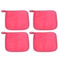 thumbnail image 1 of Unique Bargains 4pcs Reusable Makeup Removal Cleaning Cloth Washable Makeup Remover Cleaning Towels Rose Red 8''x8'', 1 of 7