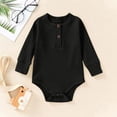 thumbnail image 2 of tarylea Toddler Baby Clothes Long Sleeve Crew Neck Button Rompers Solid Color Ribbed Outfits Casual Comfy Fall Outwear Jumpsuits for 0-24 Months, 2 of 3