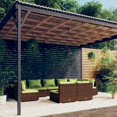 thumbnail image 1 of vidaXL 9 Piece Garden Lounge Set with Cushions Brown Poly Rattan, 1 of 4