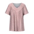 thumbnail image 4 of Pompotops Women Plus Size Short Sleeves V-Neck Print Blouse Pullover Tops Shirt, 4 of 5