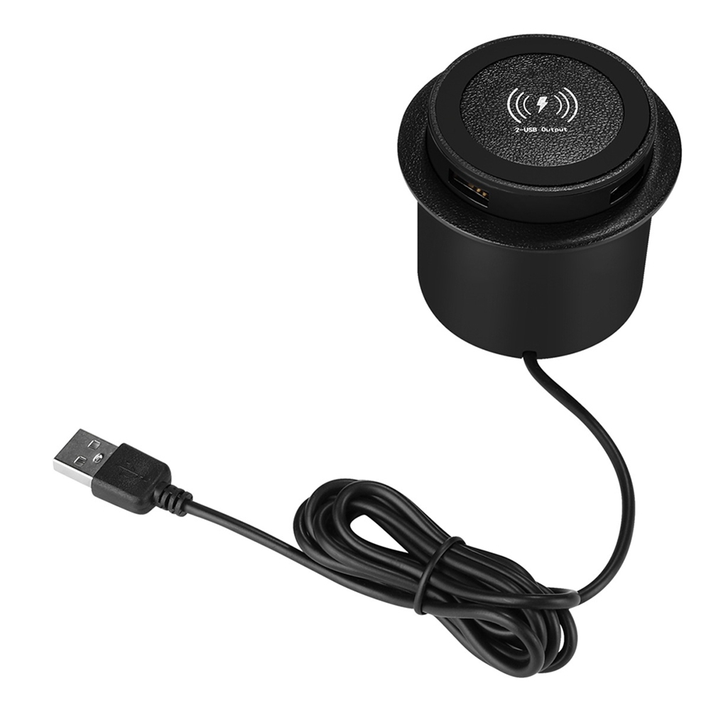 10W Fast Wireless Charger Pop-Up Desktop Embedded Fast Wireless Charger with USB Port Universal for Smartphone,1 x Embedded Wireless Charge,Black