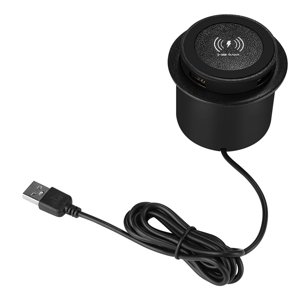 10W Chargeur sans fil rapide Pop-Up Bureau Embedded Fast Wireless Chargeur avec USB Port Universal pour Smartphone,1 x Charge sans fil intégrée, noir