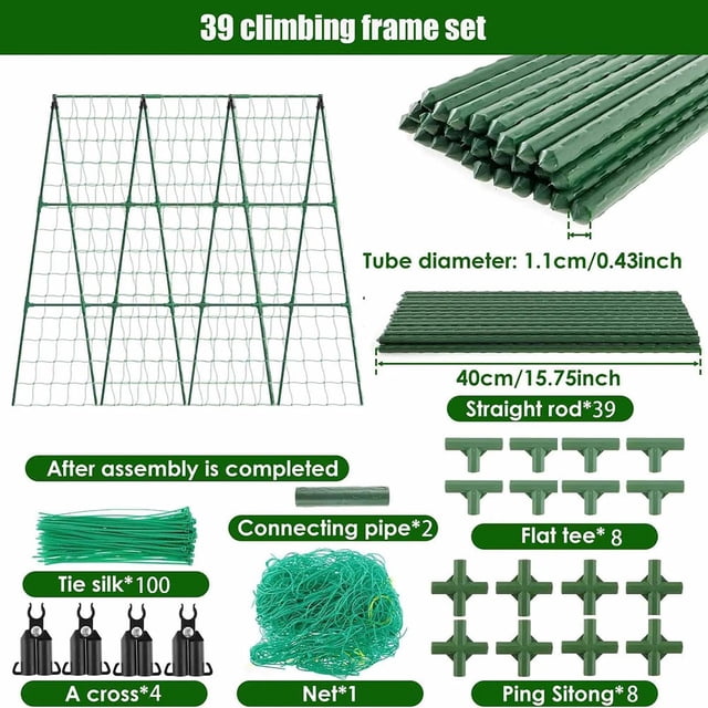 WinWay 1 Set A-Shaped Metal Cucumber Trellis: Easy installation Plant Support!,120*120cm
