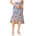 thumbnail image 1 of INSPIRE CHIC Women's Floral High-Low Elastic Waist Ruffle Hem Flowy Midi Chiffon Skirt, 1 of 6
