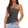 thumbnail image 1 of Womens Tube Top Summer Strapless Tops Gray S, 1 of 7