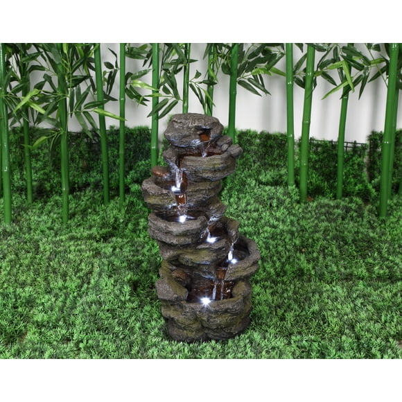 MULTI LEVEL ROCK FOUNTAIN W/LED