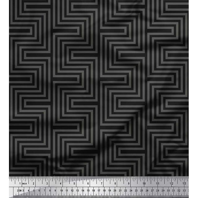 Soimoi Rayon Fabric Square & Spiral Geometric Print Fabric by the Yard 56 Inch Wide