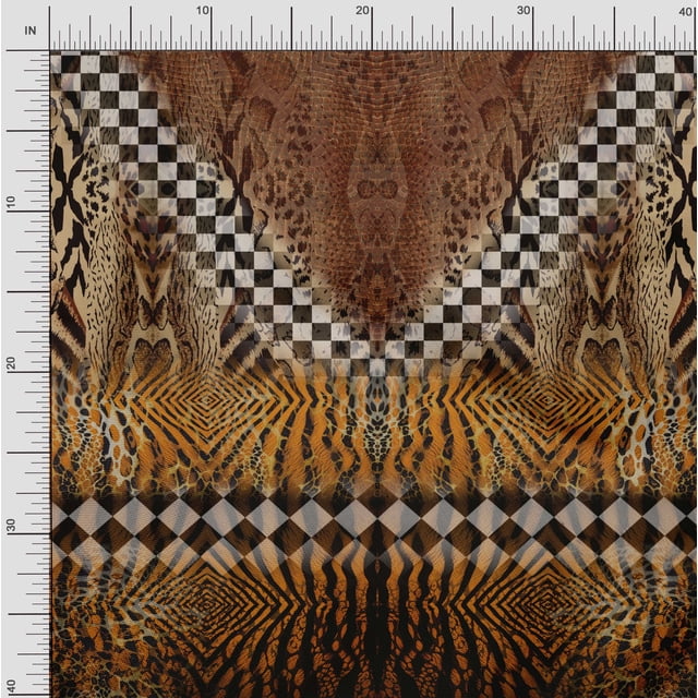 Soimoi Tissu Poly Georgette Tissu à Panneaux Multiples Imprimé au Mètre 52 Pouces de Large