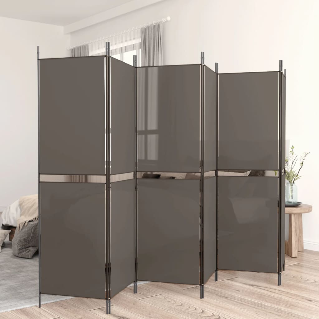 vidaXL Paravent 6 Panneaux Anthracite 300x180 cm Tissu