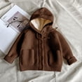 thumbnail image 2 of ShomPort Coats for Girls Unisex Drawstring Raglan Sleeve Button Hooded Tetxured Jackets with Pockets Spring Winter Casual Outwear, 2 of 6