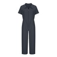 thumbnail image 4 of LSLJS Combinaison Pantalon à Revers Zippée à Taille Plissée Unie Décontractée pour Femme, 4 of 6