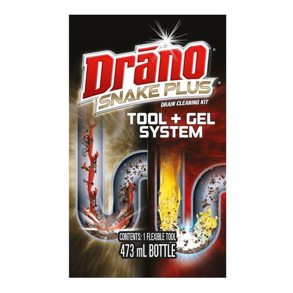 Drano® Snake Plus Drain Cleaner and Clog Remover Kit, Kit includes 58cm Flexible Tool and a 473ml Bottle