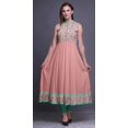 thumbnail image 2 of Bimba Robe Anarkali d'Art Folklorique Rose Saumon Col Mandarin Sans Manches Kurtis pour Femmes Imprimé Robe Maxi Très Grande, 2 of 6