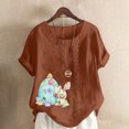 thumbnail image 4 of Birdeem Chemise Décontractée Oversize d'Été pour Femmes Col Rond Manches Courtes Imprimé Floral Ample, 4 of 5