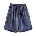 thumbnail image 1 of XZNGL Shorts de Mode pour Femmes Shorts en Denim Unis Décontractés Amples avec Poches pour Femmes, 1 of 2