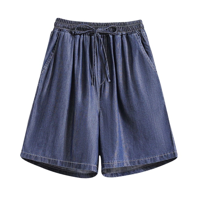 XZNGL Shorts de Mode pour Femmes Shorts en Denim Unis Décontractés Amples avec Poches pour Femmes