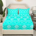 thumbnail image 3 of Erosebridal Bohemian Aztec Bed Sheets Queen, Tribal Geometric Pattern Bedding Queen Size, Cyan Blue 4 Pieces, 3 of 7