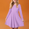 thumbnail image 2 of Zanarzt Robe de Noël pour Fille, Robe T-Shirt à Manches Longues pour Tout-Petit, Robes Patineuse Trapèze d'Automne pour Enfants, Violet Pâle, 5-6 Ans, 2 of 6