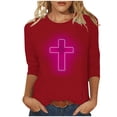 thumbnail image 2 of EGNMCR Easter T-Shirt Imprimé Femmes T-Shirts Graphiques T-Shirts pour Femmes Mode Femme Décontracté Noël Imprimé Col Rond Blouse Imprimée T-Shirt Manches 3/4 T-Shirt Blouses T-Shirts Femmes, 2 of 4