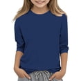 thumbnail image 2 of MeetoTime T-shirt Uni à Manches 3/4 et Col Rond pour Enfants, T-shirt pour Tout-Petits Garçons Filles 3-12 Ans, 2 of 5