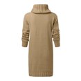 thumbnail image 5 of FVWITLYH Robes Sexy pour Femmes Dames Automne Hiver Ajustée Manches Longues Plissée Col Roulé Robe Pull Tricotée Kaki,L, 5 of 5