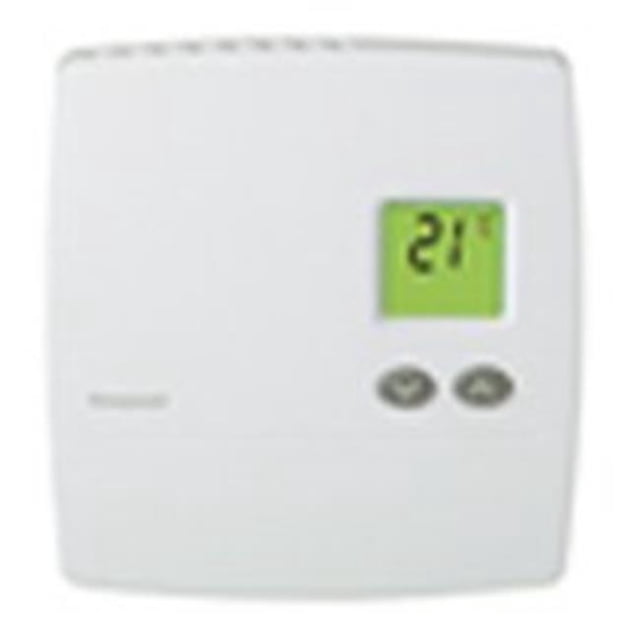 Honeywell Consumer RLV3100A1017-E Baseboard Stat, un thermostat programmable Numérique avec Affichage Rétroéclairé et Fonctionnement à Bouton-Poussoir. Conçu pour les Systèmes de Chauffage Électriques (120-240 V) Incluant des Plinthes, des Convecteurs et des Plafonds Radiants, avec une Capacité Maximale de 3 000 W à 240 V. Comprend une Commutation Silencieuse TRIAC pour un Contrôle Précis de la Température, Compatibilité avec Fahrenheit Ou Celsius, et une Horloge de