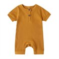 thumbnail image 1 of AherBiu Newborn Onesie Short Sleeve Jumpsuit Baby Clothes Ribbed Button Crewneck Summer Short Rompers Overalls, 1 of 7