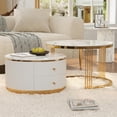 thumbnail image 3 of Noble House 27.6'' Modern 2 Pieces Round Nesting Coffee Table with 2 Drawers,White, 3 of 16