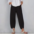 thumbnail image 1 of Women's Summer Comfortable Loose Wide Legged Fashion Solid Color Capris RXIRUCGD Marron, Taille: 3TG, 1 of 5