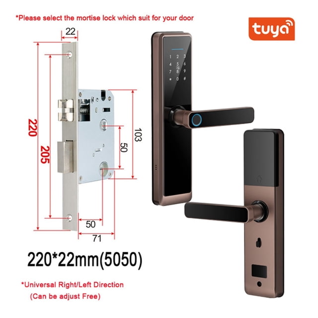 Serrure de Porte à Empreinte Digitale Biométrique DB20 Noire, Serrure Intelligente, Application Tuya, Déverrouillage à Distance, Serrure Sans Clé, Serrure de Porte Électronique, Plus Sécuritaire