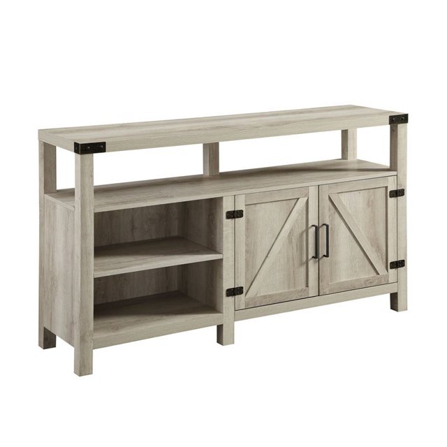 58" Moderne Ferme Grange Porte Highboy TV Stand - Chêne Blanc