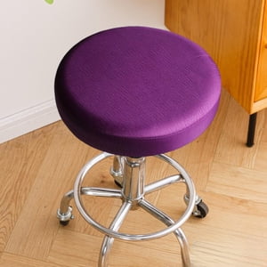 Lisbinx Round Bar Stool Seat Cover, Waterproof Faux Leather with Elastic Ties, 35 x 35 cm, 1-Piece, Black/Beige/Brown/Purple/Gray