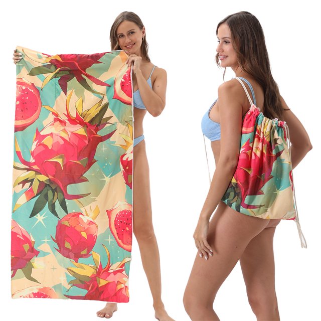 Foldable Beach Towel Printed Bath Towel All-in-one Beach Towel All-in-one Bag For Storage