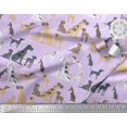 thumbnail image 3 of Soimoi Violet Moss Tissu Georgette Mélange Tissu Imprimé Chien au Mètre 44 Pouces de Large, 3 of 3