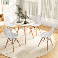 thumbnail image 2 of Costway 5 PCS Dining Table Set for 4 Persons Modern Round Table & 4 Chairs with Wood Leg White, 2 of 8